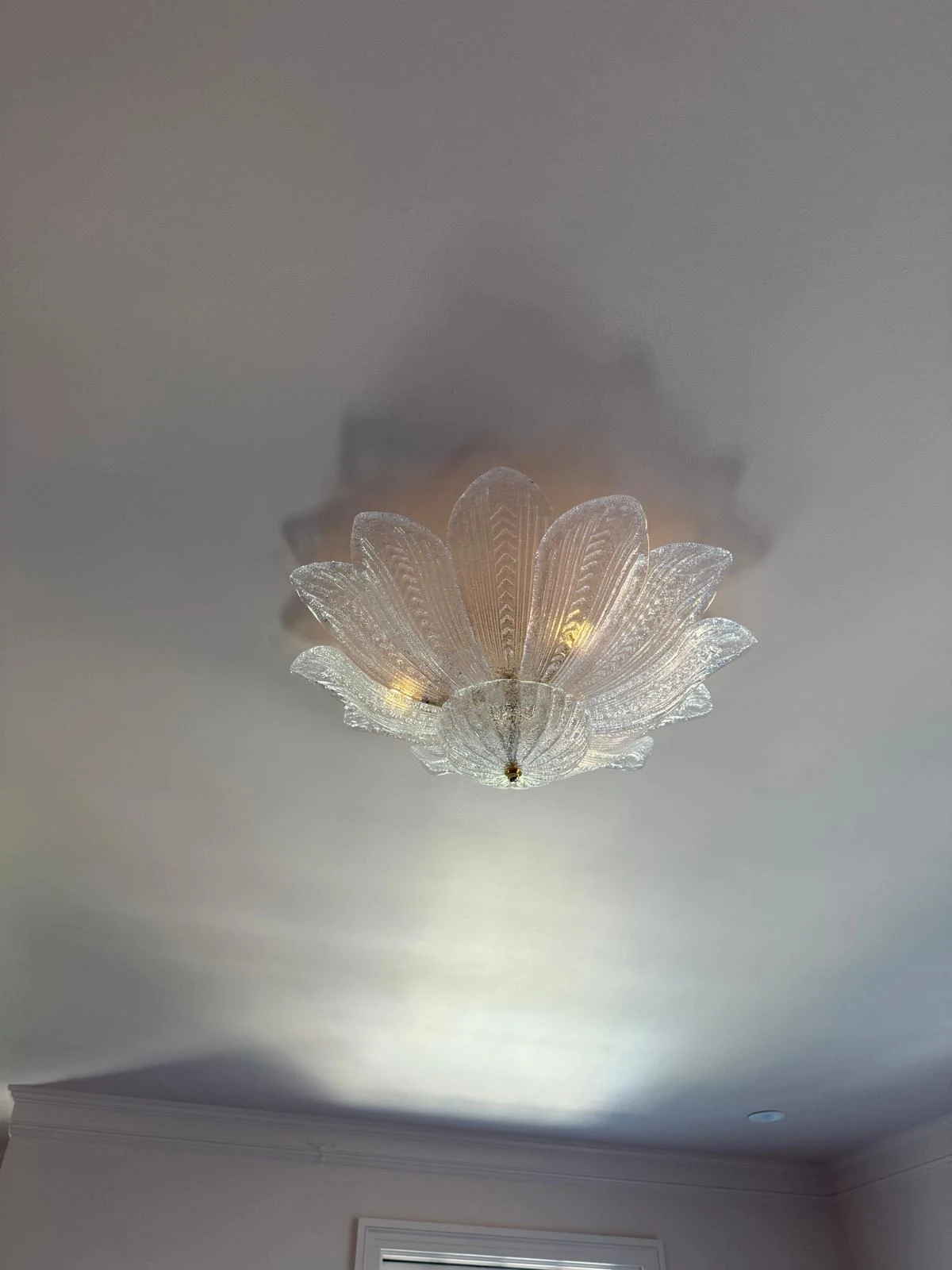 Glass ceiling light fixture, alternate angle